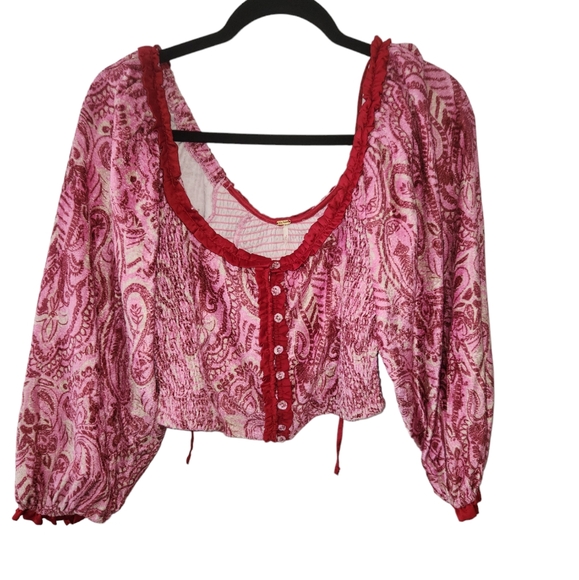 New Free People‎ Dare Me Velvet Blouse Top Small - Picture 2 of 8